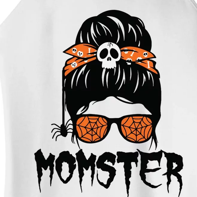 Momster Halloween Costume Skull Mom Messy Hair Bun Monster Women’s Perfect Tri Rocker Tank