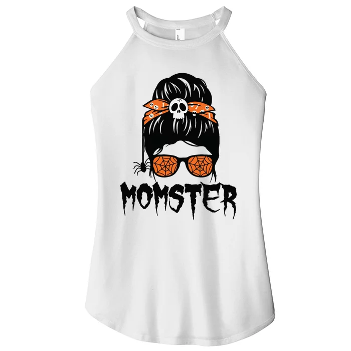 Momster Halloween Costume Skull Mom Messy Hair Bun Monster Women’s Perfect Tri Rocker Tank