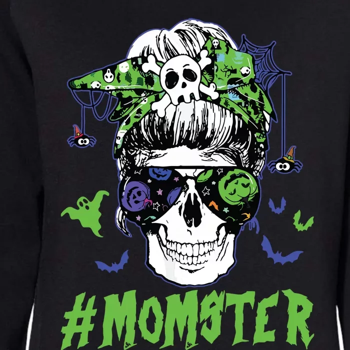 Momster Halloween Costume Skull Mom Messy Hair Bun Monster Womens California Wash Sweatshirt