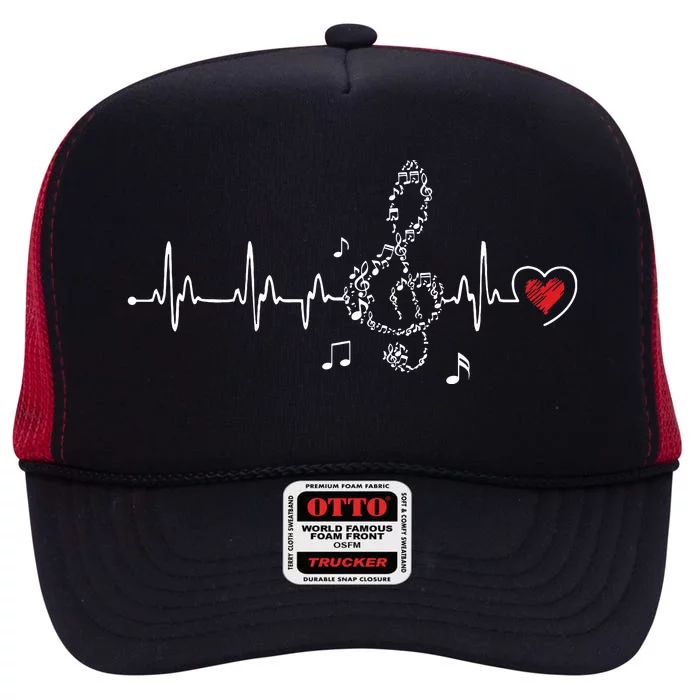 Music Heartbeat Clothing For Music Lovers High Crown Mesh Trucker Hat