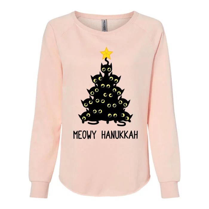 Meowy Hanukkah Cat Christmas Tree Jewish Chanukah Gift Great Gift Womens California Wash Sweatshirt