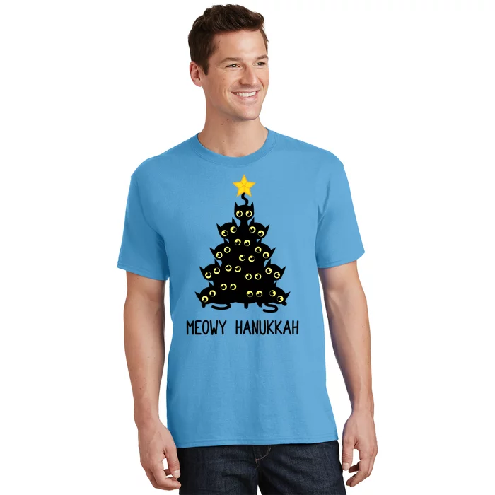 Meowy Hanukkah Cat Christmas Tree Jewish Chanukah Gift Great Gift T-Shirt