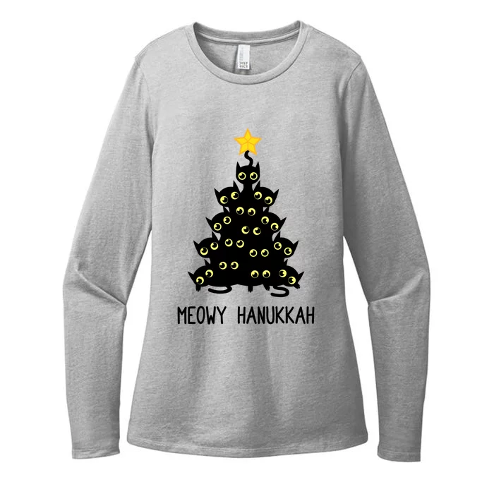 Meowy Hanukkah Cat Christmas Tree Jewish Chanukah Gift Great Gift Womens CVC Long Sleeve Shirt