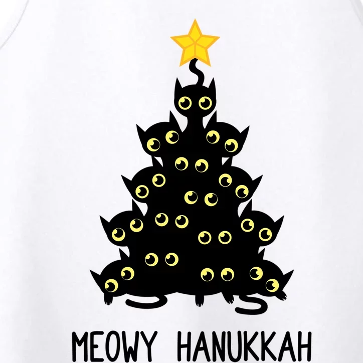 Meowy Hanukkah Cat Christmas Tree Jewish Chanukah Gift Great Gift Performance Tank