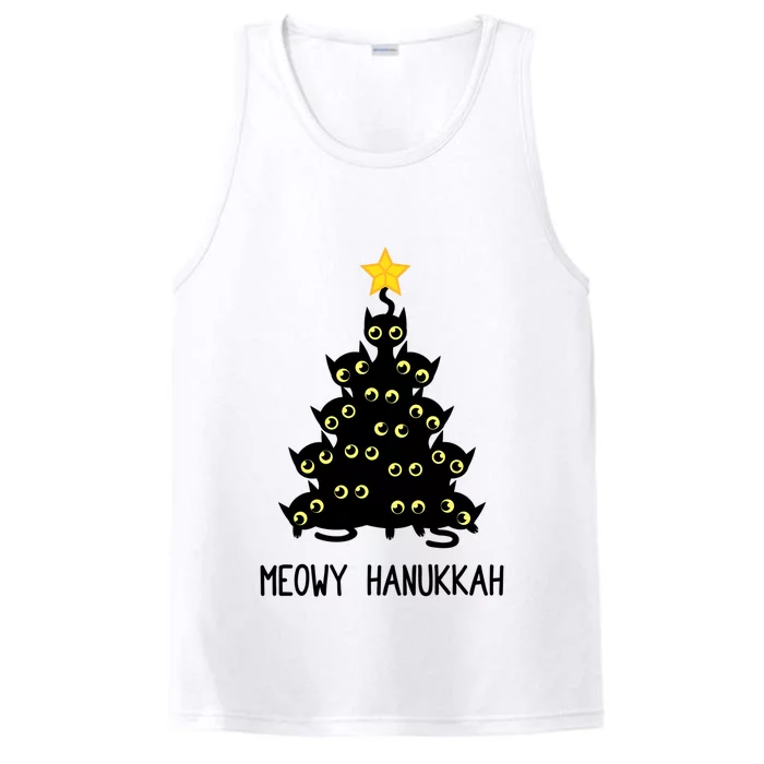 Meowy Hanukkah Cat Christmas Tree Jewish Chanukah Gift Great Gift Performance Tank