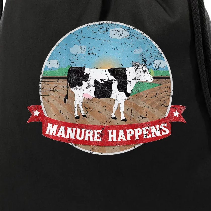 Manure Happens Cattle Ranch Farm Cow Dairy Humor Drawstring Bag