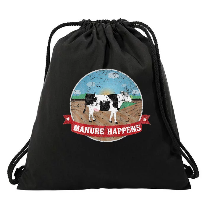 Manure Happens Cattle Ranch Farm Cow Dairy Humor Drawstring Bag