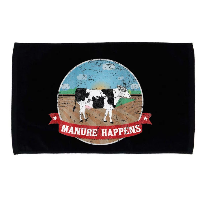 Manure Happens Cattle Ranch Farm Cow Dairy Humor Microfiber Hand Towel