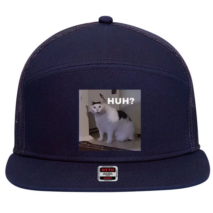 Meme Huh Cat 7 Panel Mesh Trucker Snapback Hat