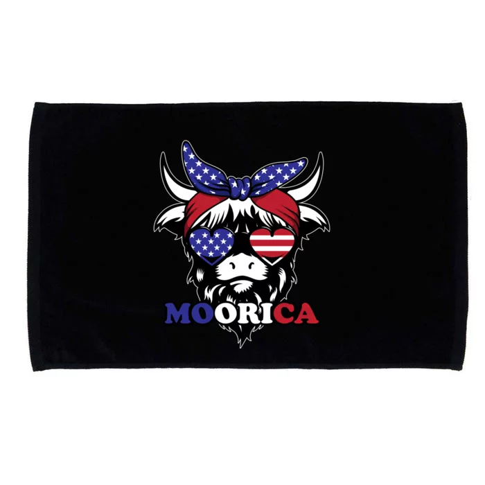 Moorica Highland Cow Fourth 4th Of July Usa Patriotic Cow Gift Microfiber Hand Towel