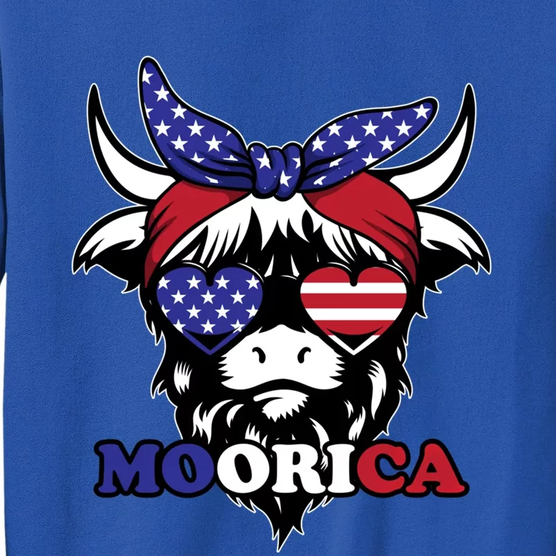 Moorica Highland Cow Fourth 4th Of July Usa Patriotic Cow Gift Sweatshirt