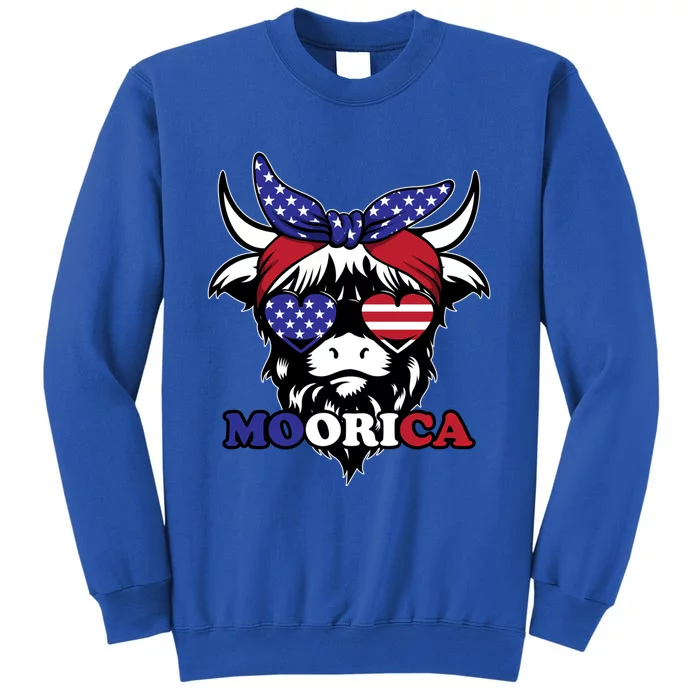 Moorica Highland Cow Fourth 4th Of July Usa Patriotic Cow Gift Sweatshirt