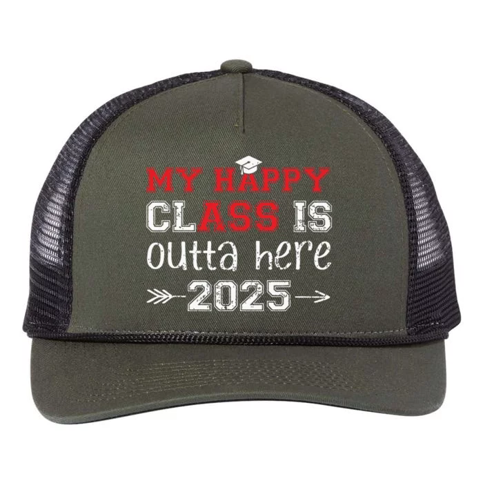 My Happy Class Is Outta Here 2025 Senior Graduation Funny Retro Rope Trucker Hat Cap