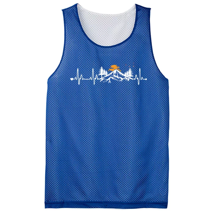 Mountain Hearbeat Cool Gift For Hiking Lovers Mesh Reversible Basketball Jersey Tank