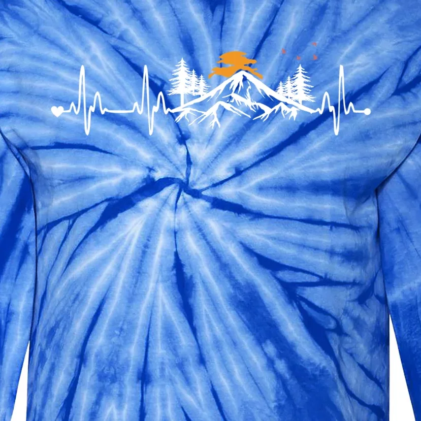 Mountain Hearbeat Cool Gift For Hiking Lovers Tie-Dye Long Sleeve Shirt