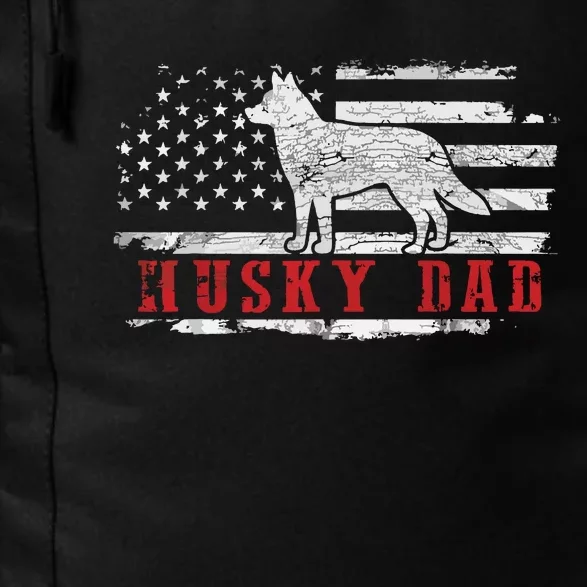 Men Husky Dad Distressed American Flag Patriotic Dog Daily Commute Backpack