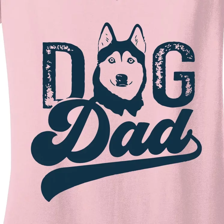 Men Husky Dog Dad Siberian Husky Women's V-Neck T-Shirt