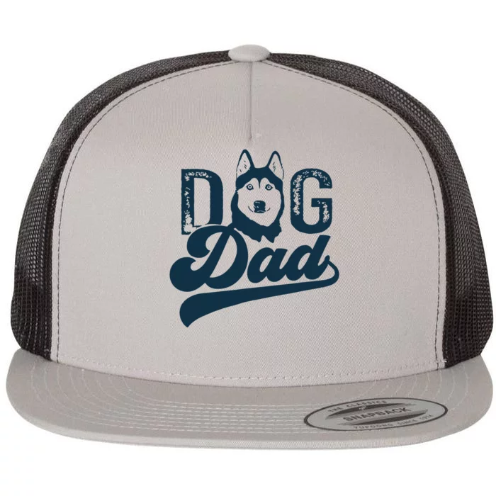 Men Husky Dog Dad Siberian Husky Flat Bill Trucker Hat