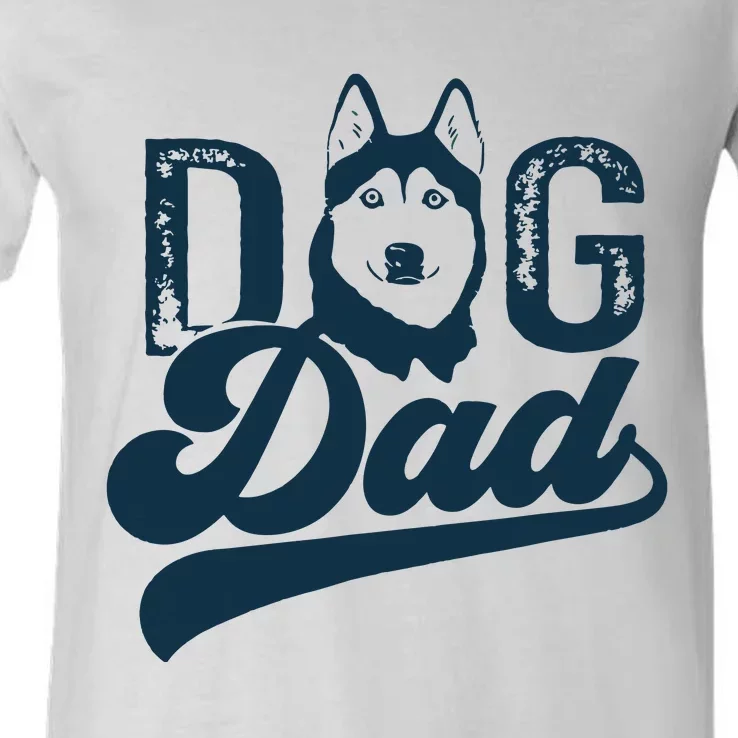 Men Husky Dog Dad Siberian Husky V-Neck T-Shirt