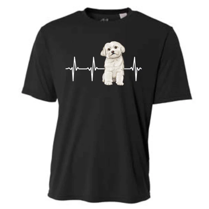 Maltese Heartbeat Dog Lover Meaningful Gift Cooling Performance Crew T-Shirt