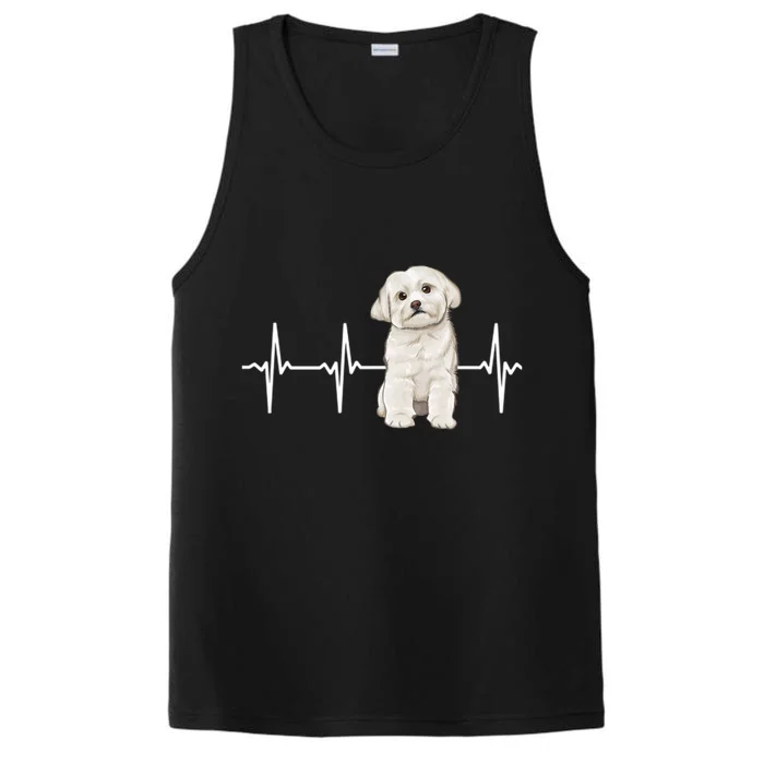 Maltese Heartbeat Dog Lover Meaningful Gift Performance Tank