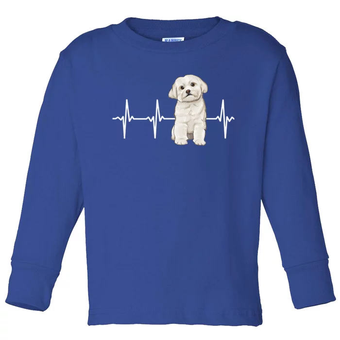 Maltese Heartbeat Dog Lover Meaningful Gift Toddler Long Sleeve Shirt