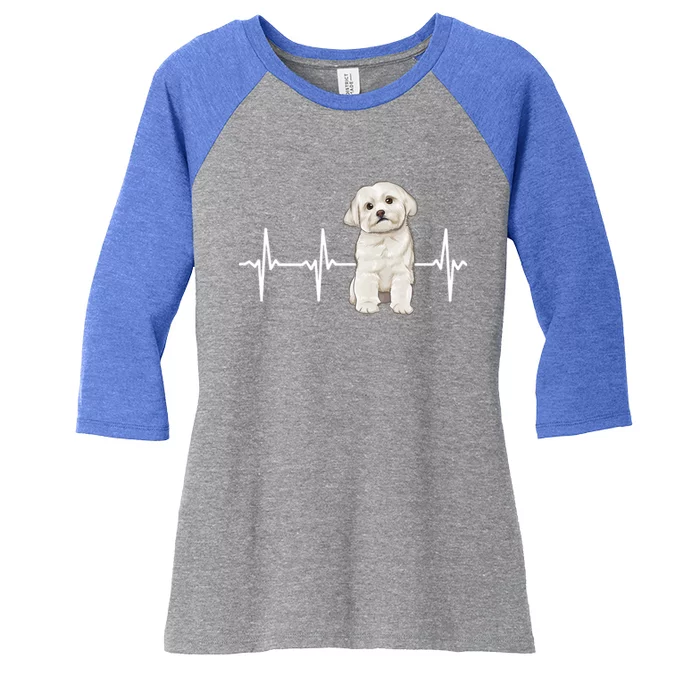 Maltese Heartbeat Dog Lover Meaningful Gift Women's Tri-Blend 3/4-Sleeve Raglan Shirt