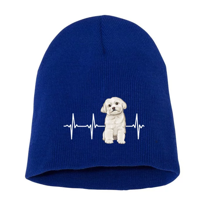 Maltese Heartbeat Dog Lover Meaningful Gift Short Acrylic Beanie