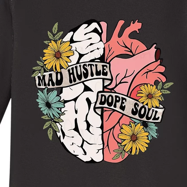 Mad Hustle Dope Soul Floral Brain Mental Health Awareness Baby Long Sleeve Bodysuit