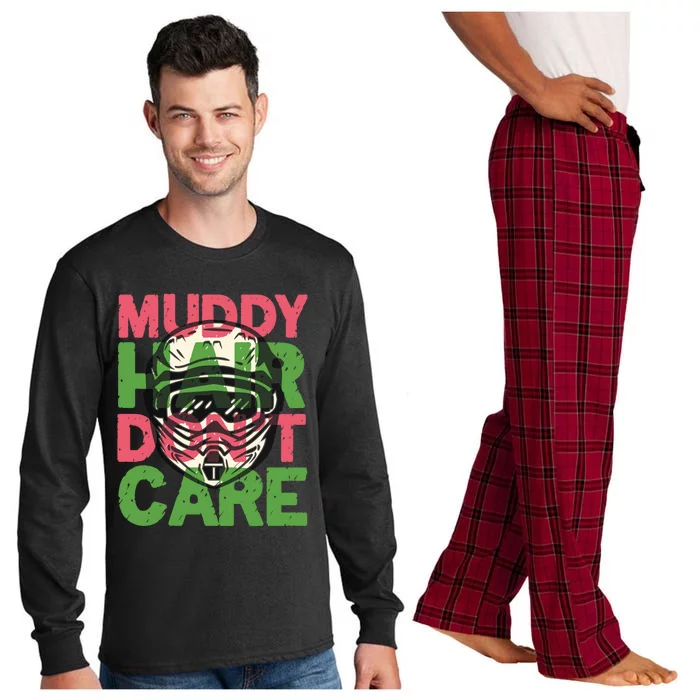 Muddy Hair Don't Care Biker Motorcyclist Motocrosser Gift Long Sleeve Pajama Set