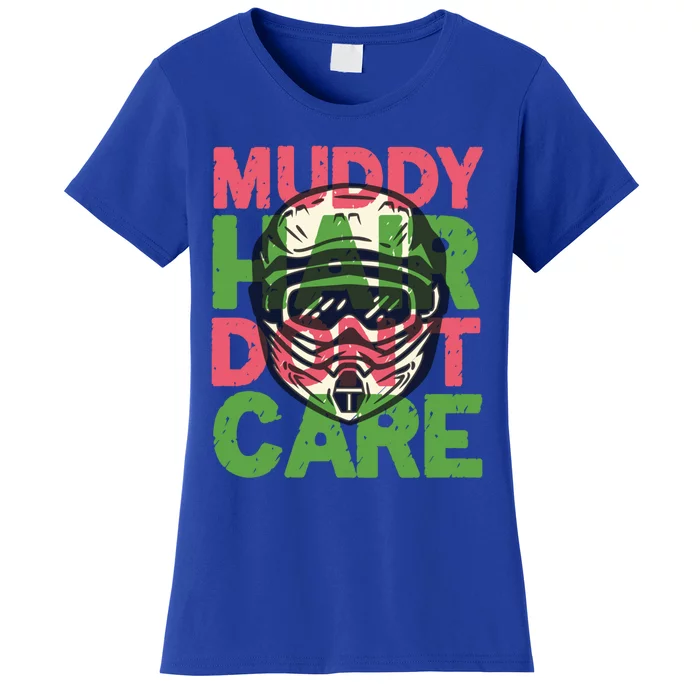 Muddy Hair Don't Care Biker Motorcyclist Motocrosser Gift Women's T-Shirt