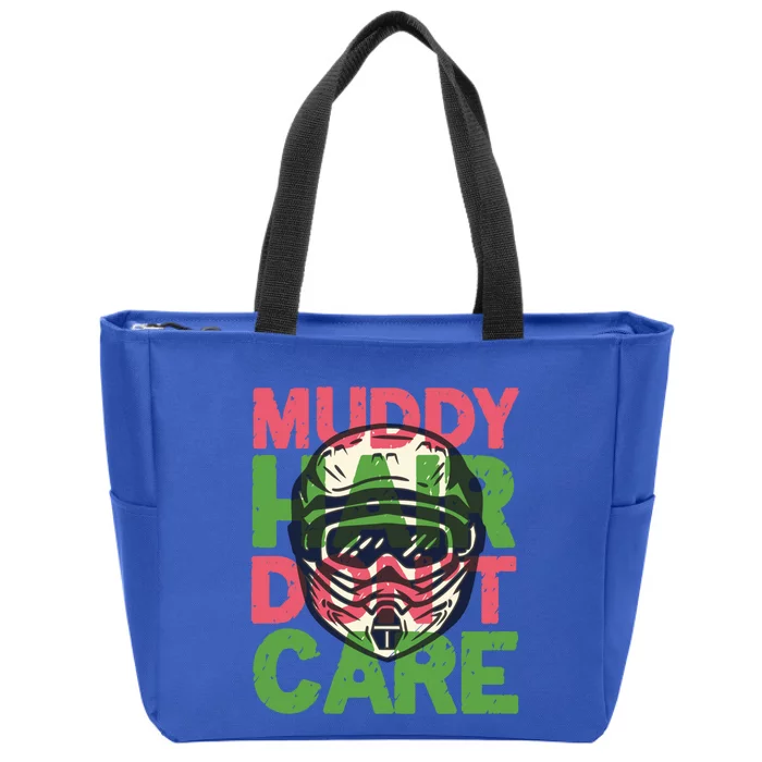 Muddy Hair Don't Care Biker Motorcyclist Motocrosser Gift Zip Tote Bag