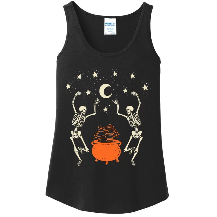 Mystical Halloween Dancing Skeletons Ladies Essential Tank