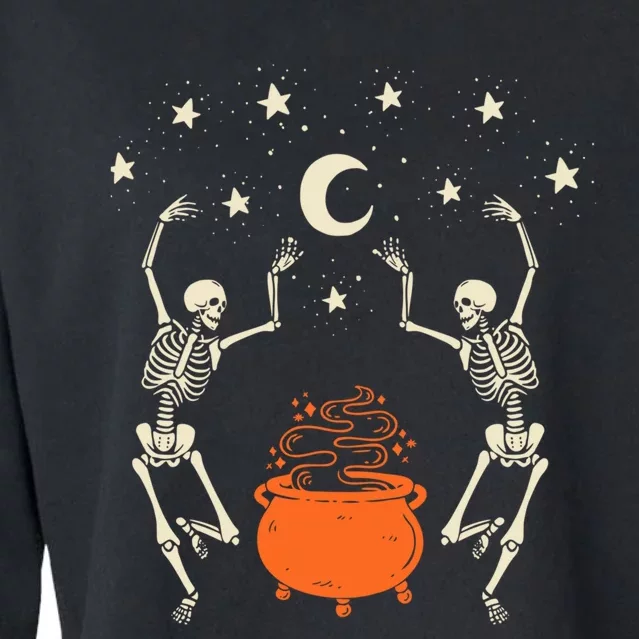 Mystical Halloween Dancing Skeletons Cropped Pullover Crew