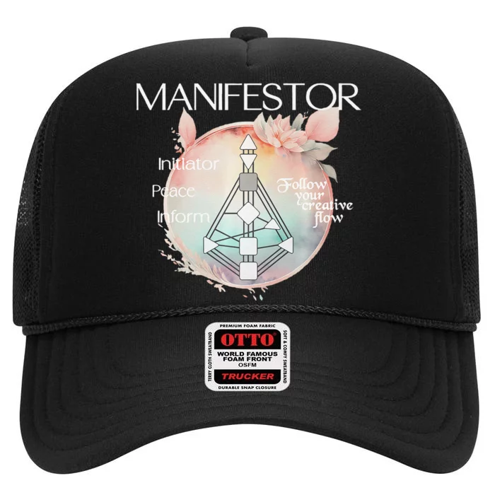 Manifestors Human Design Gift Pastel Aura Premium High Crown Mesh Trucker Hat