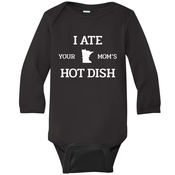 Moms Hot Dish Minnesota Novelty Joke Baby Long Sleeve Bodysuit