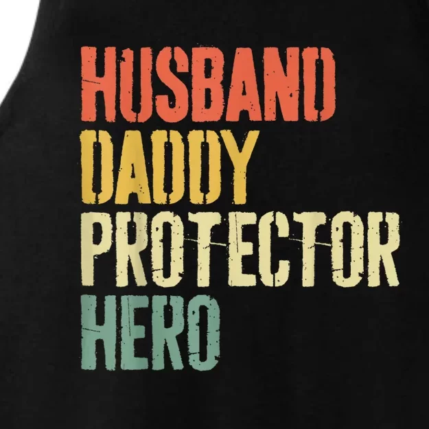 Men Husband Daddy Protector Hero Fathers Day Ladies Tri-Blend Wicking Tank