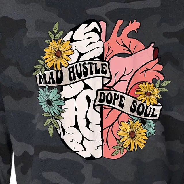 Mad Hustle Dope Soul Floral Brain Mental Health Awareness Cropped Pullover Crew