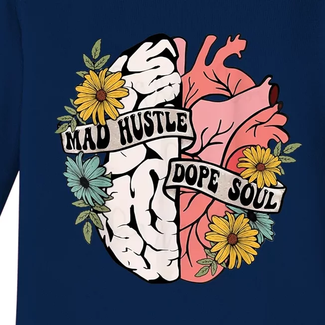 Mad Hustle Dope Soul Floral Brain Mental Health Awareness Baby Long Sleeve Bodysuit