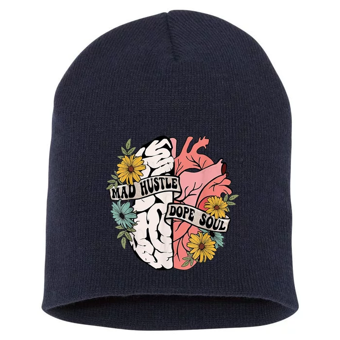 Mad Hustle Dope Soul Floral Brain Mental Health Awareness Short Acrylic Beanie