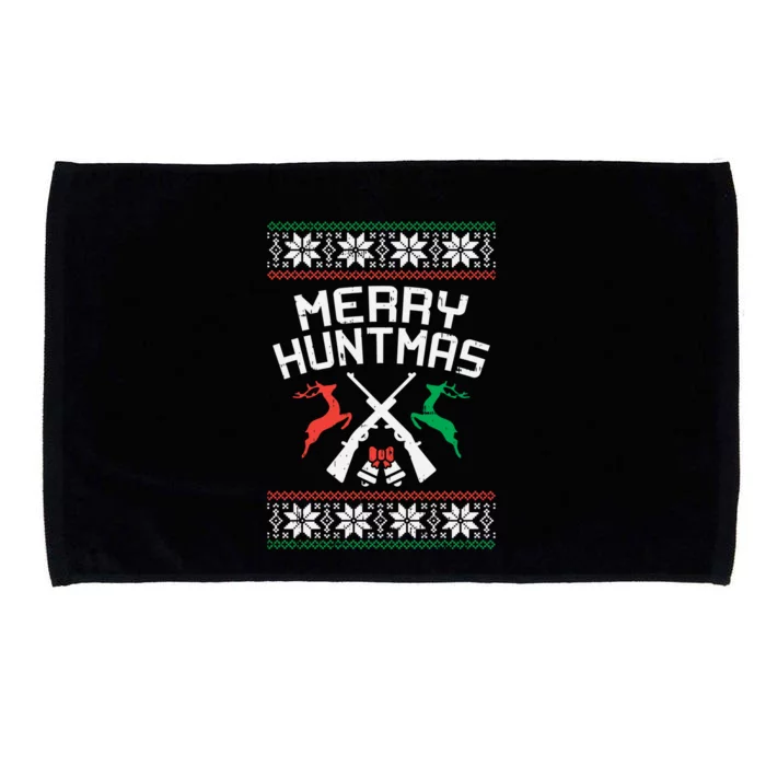 Merry Huntmas Deer Ugly Christmas Hunting Hunt Hunter Gift Microfiber Hand Towel