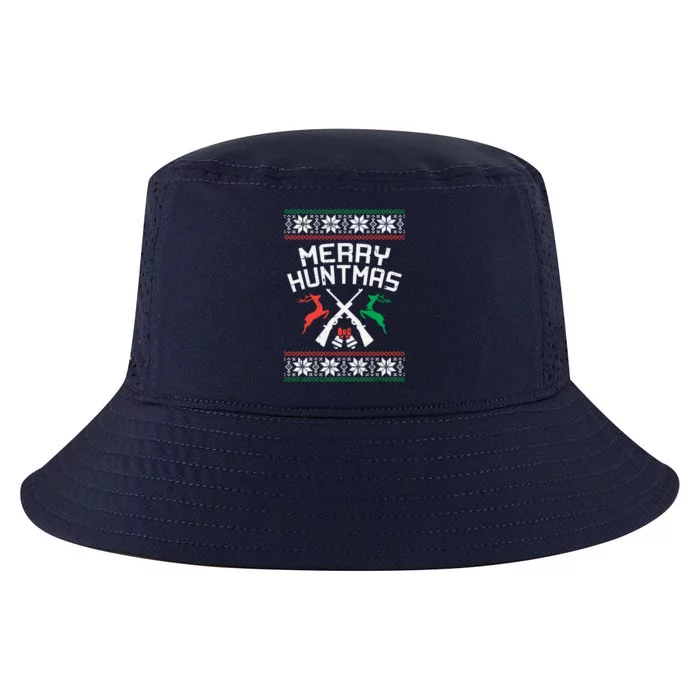 Merry Huntmas Deer Ugly Christmas Hunting Hunt Hunter Gift Cool Comfort Performance Bucket Hat