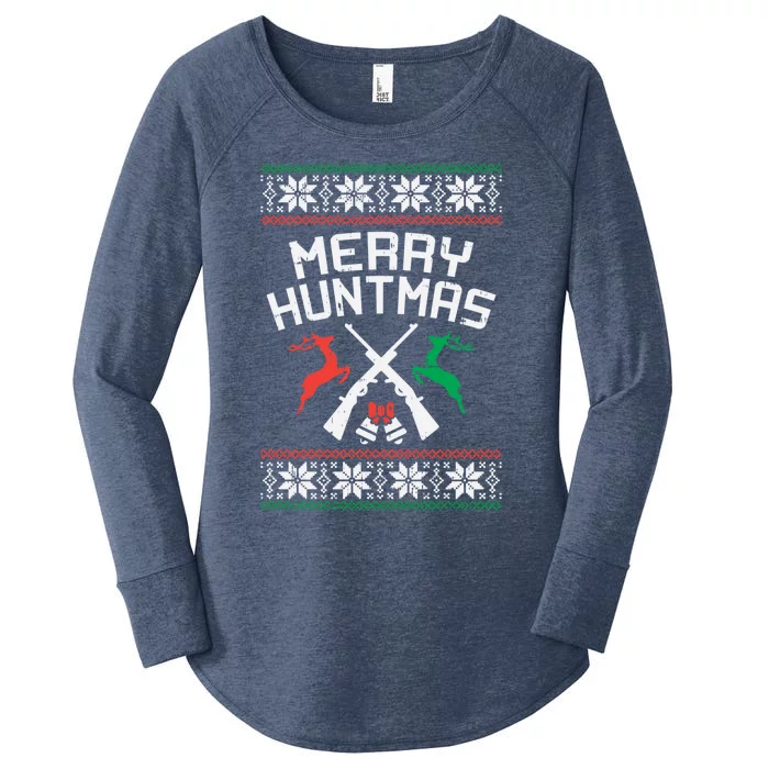 Merry Huntmas Deer Ugly Christmas Hunting Hunt Hunter Gift Women's Perfect Tri Tunic Long Sleeve Shirt