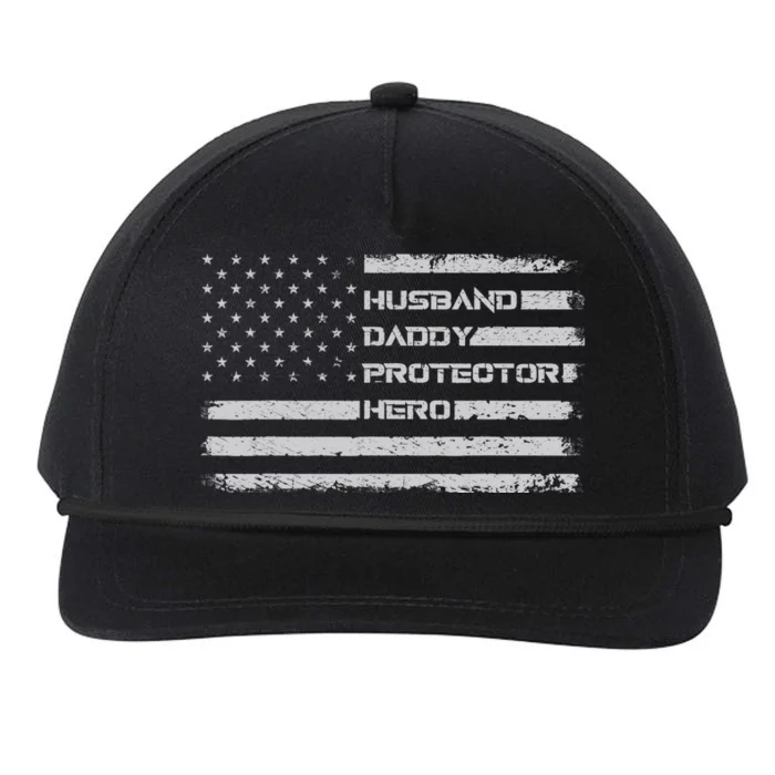 Menss Husband Daddy Protector Hero I Fathers Day Flag Snapback Five-Panel Rope Hat