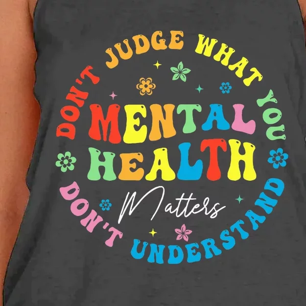 Mental Health Dont Judge You Dont Understand Aware Women's Knotted Racerback Tank