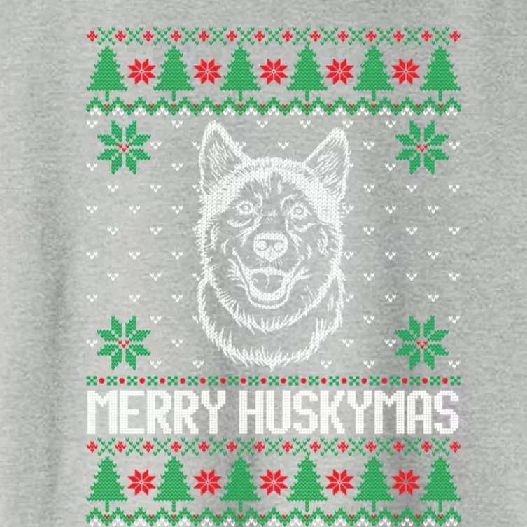 Merry Huskymas Dogs Christmas Family Matching Husky Dog Xmas Gift Women's Crop Top Tee