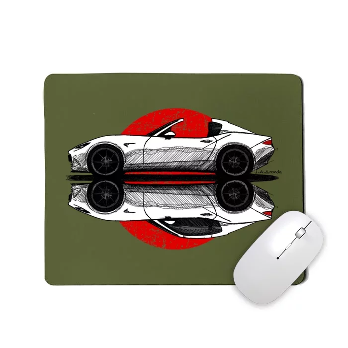 My Hand Drawing Of Nd Rf Japanese Roadster Sports Car With Flag Background Mousepad