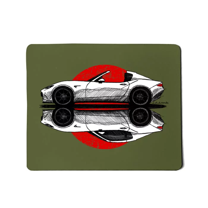 My Hand Drawing Of Nd Rf Japanese Roadster Sports Car With Flag Background Mousepad