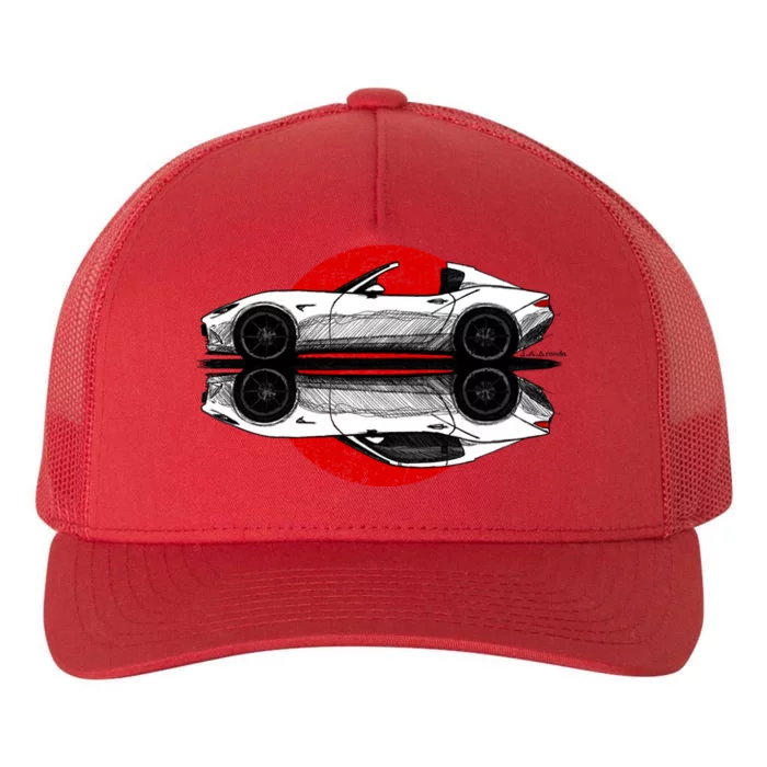 My Hand Drawing Of Nd Rf Japanese Roadster Sports Car With Flag Background Yupoong Adult 5-Panel Trucker Hat