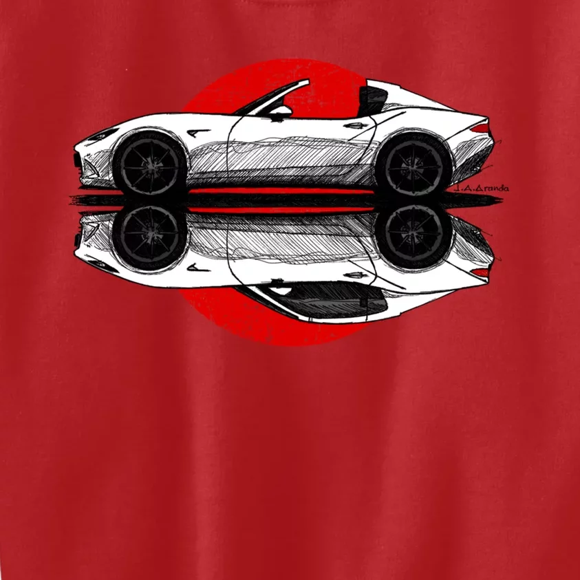 My Hand Drawing Of Nd Rf Japanese Roadster Sports Car With Flag Background Kids Sweatshirt